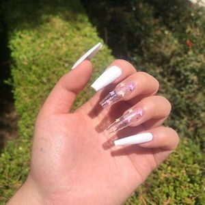 White butterfly press on nails